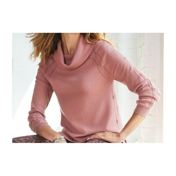 Soft Surroundings Sweaters - Soft Surroundings Noemie Cowl Neck Pink Wool Alpaca Sweater Medium Cozy
